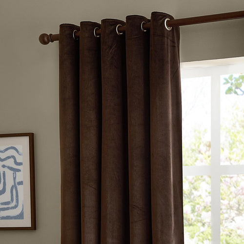 The Ultimate Velvet Fully Lined Eyelet Curtains Chocolate