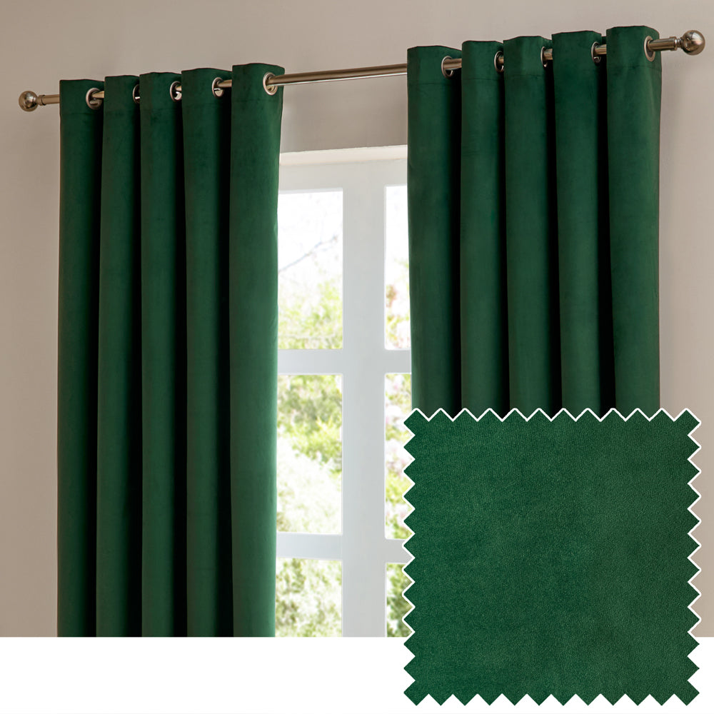 The Ultimate Velvet Fully Lined Eyelet Curtains Emerald