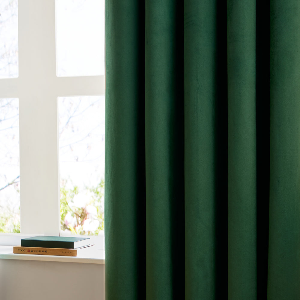 The Ultimate Velvet Fully Lined Eyelet Curtains Emerald