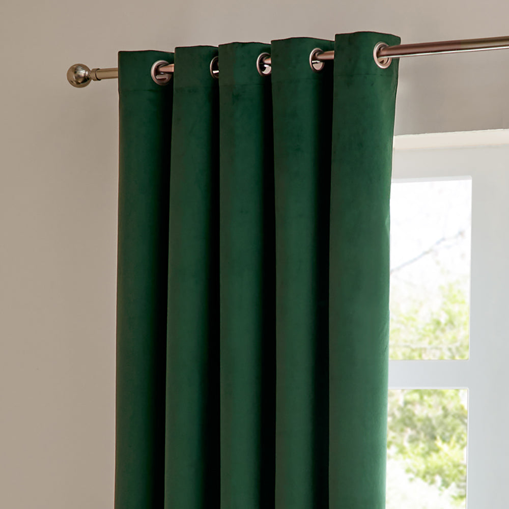The Ultimate Velvet Fully Lined Eyelet Curtains Emerald