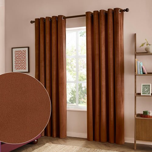The Ultimate Velvet Fully Lined Eyelet Curtains Chestnut