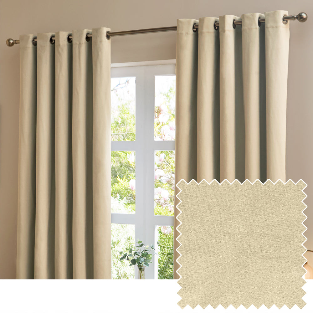 The Ultimate Velvet Fully Lined Eyelet Curtains Natural