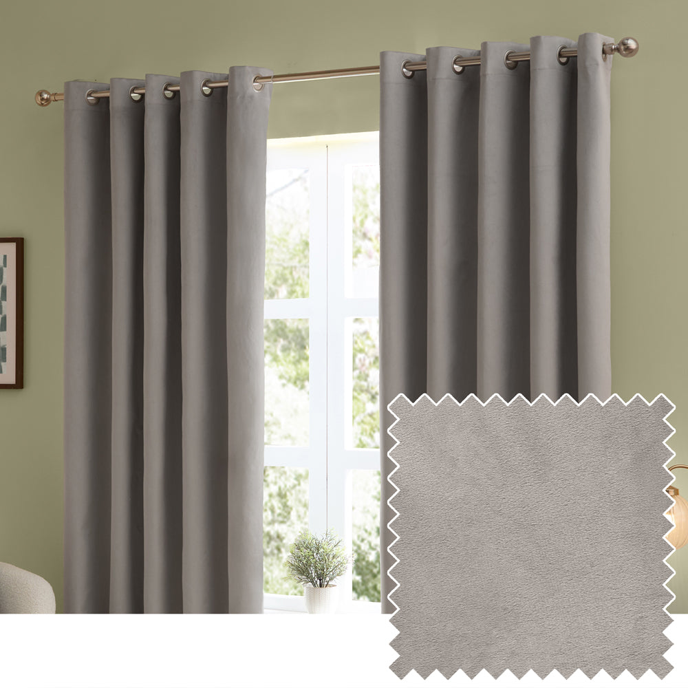The Ultimate Velvet Fully Lined Eyelet Curtains Silver