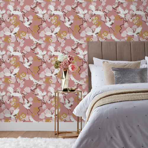 Animal Pink Wallpaper - Demoiselle  Wallpaper Sample Blush furn.