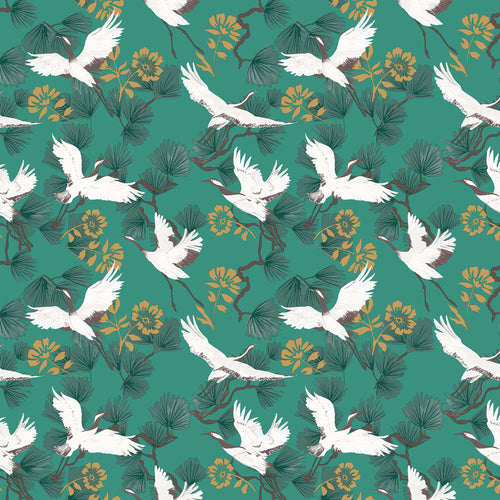 Animal Green Wallpaper - Demoiselle  Wallpaper Jade furn.