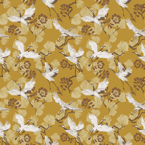 Animal Yellow Wallpaper - Demoiselle  Wallpaper Sample Mustard furn.