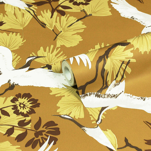 Animal Yellow Wallpaper - Demoiselle  Wallpaper Mustard furn.