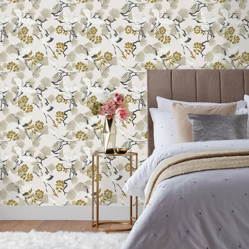 Animal Beige Wallpaper - Demoiselle  Wallpaper Sample Natural furn.