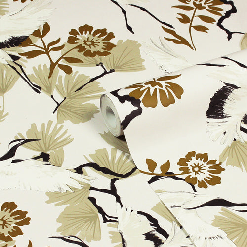 Animal Beige Wallpaper - Demoiselle  Wallpaper Sample Natural furn.