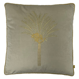 furn. Desert Palm Embroidered Velvet Cushion Cover in Ivory