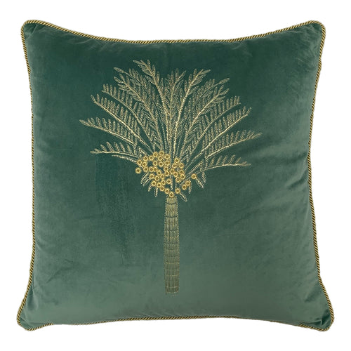  Blue Cushions - Desert Palm Embroidered Velvet Cushion Cover Mineral furn.