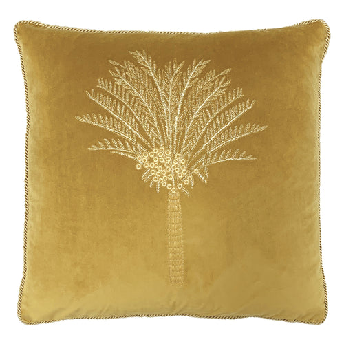 furn. Desert Palm Embroidered Velvet Cushion Cover in Olive