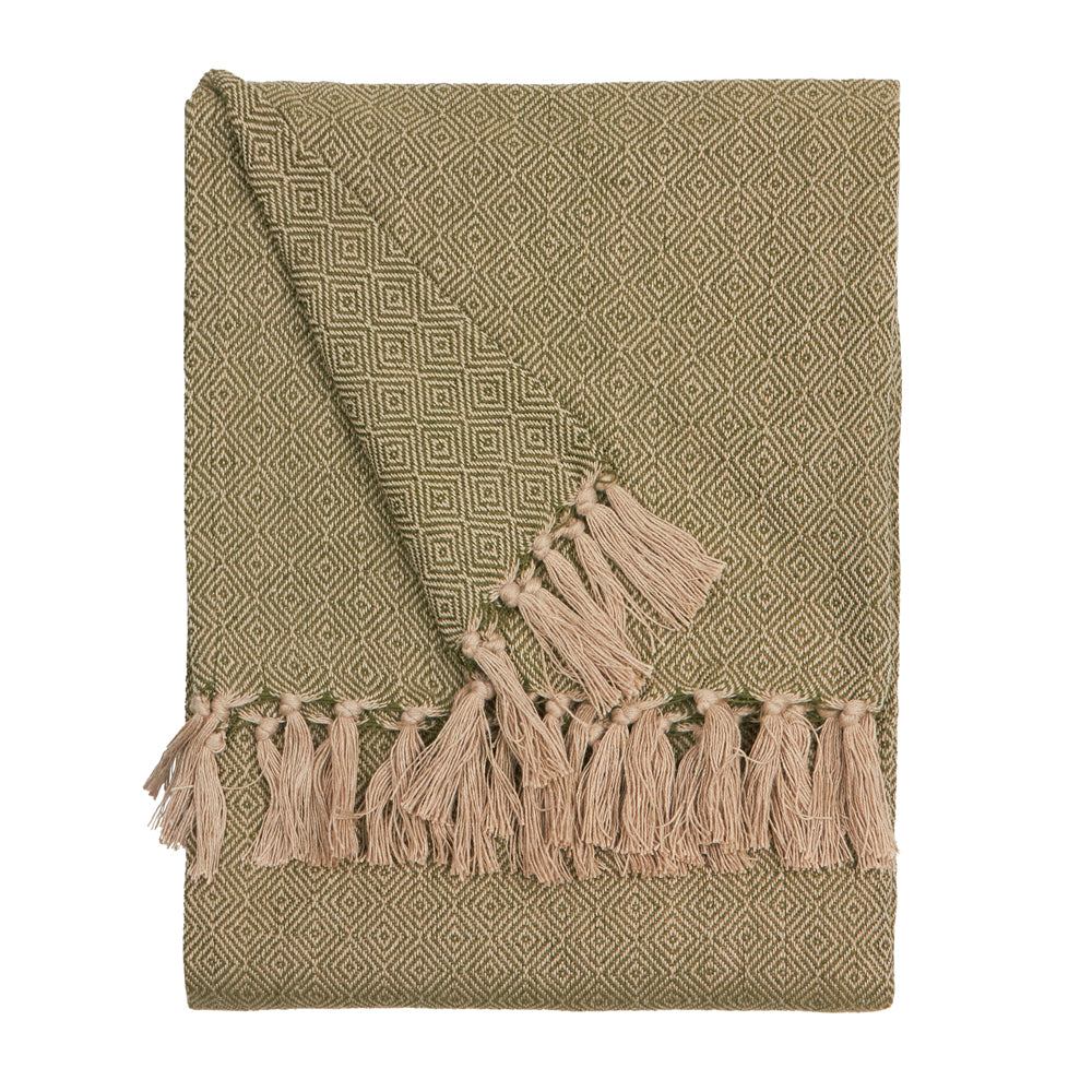 Dessa Woven Indoor/Outdoor Throw Olive