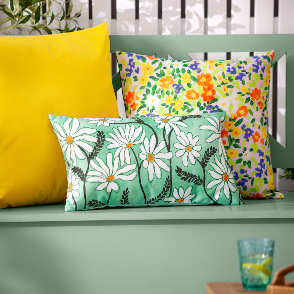 Daisy Fields Printed Outdoor Cushion Mint