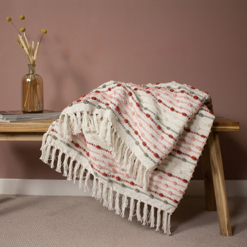 Striped Pink Throws - Dhadit Stripe Throw Blush furn.