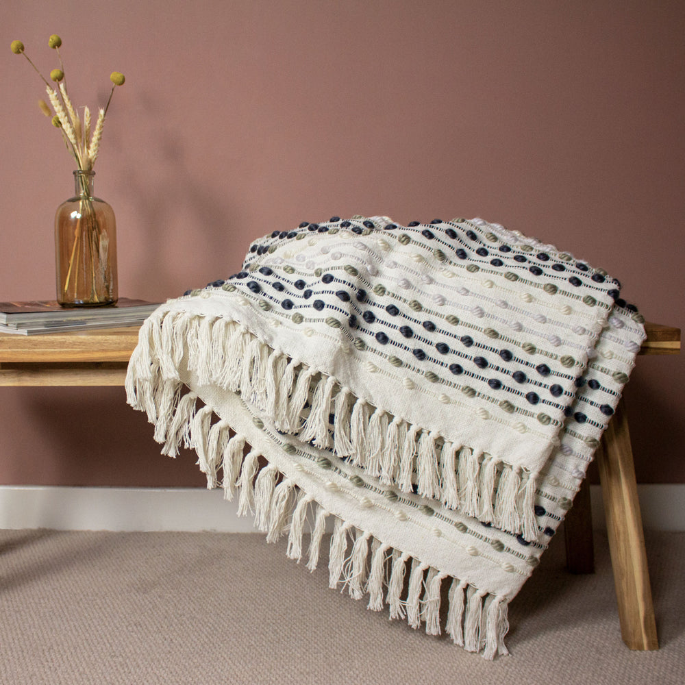 Striped Grey Throws - Dhadit Stripe Throw Grey furn.