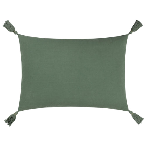 Geometric Green Cushions - Dharma Tufted Tasselled Cushion Cover Eucalyptus furn.