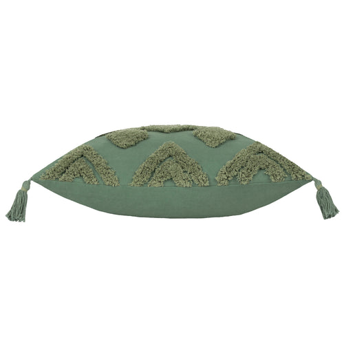 Geometric Green Cushions - Dharma Tufted Tasselled Cushion Cover Eucalyptus furn.