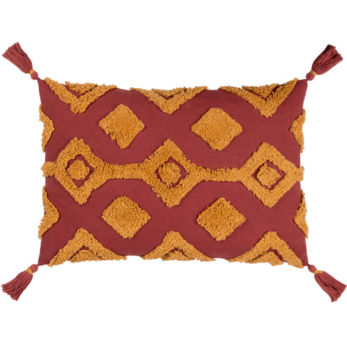 Geometric Red Cushions - Dharma Tufted Tasselled Cushion Cover Sunset furn.