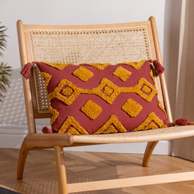 furn. Dharma Tufted Tasselled Cushion Cover in Sunset