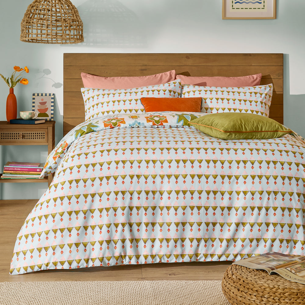 Dilara Reversible Printed Duvet Cover Set Blue