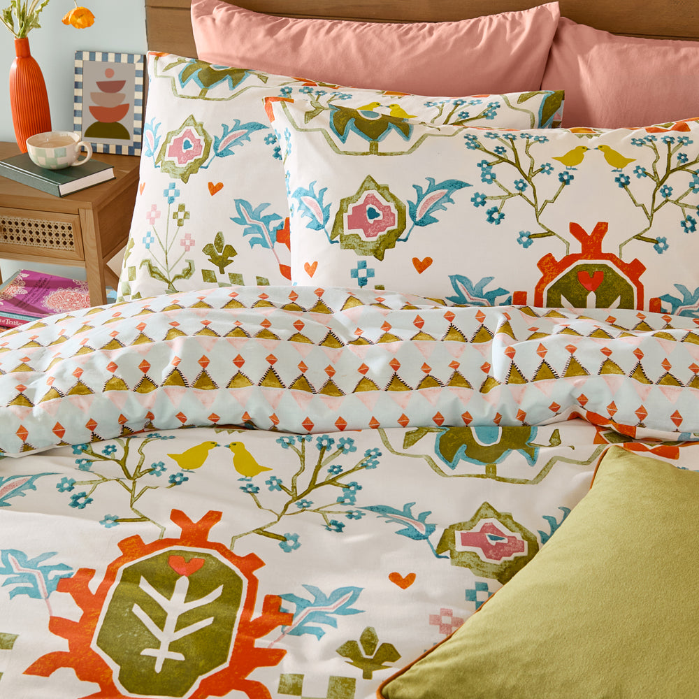 Dilara Reversible Printed Duvet Cover Set Blue