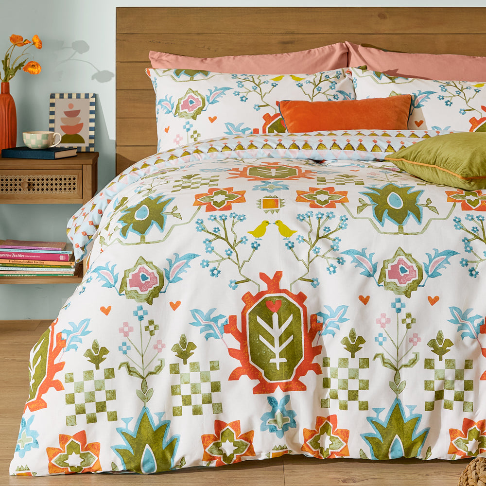 Dilara Reversible Printed Duvet Cover Set Blue