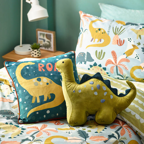 Animal Green Cushions - Dino Kids Novelty Ready Filled Cushion Green little furn.