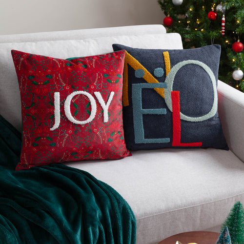 Floral Red Cushions - Ditsy Joy Tufted Velvet Cushion Cover Red Evans Lichfield