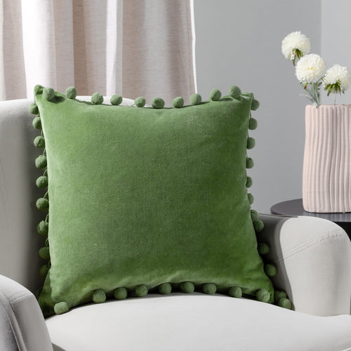 Plain Green Cushions - Dora Square Cushion Cover Leaf Green furn.