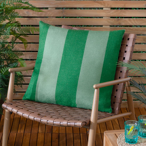 Striped Green Cushions - Deck Stripe  Woven Outdoor Cushion Cover Green furn.