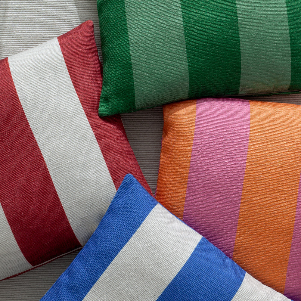 Deck Stripe Woven Outdoor Cushion White/Red