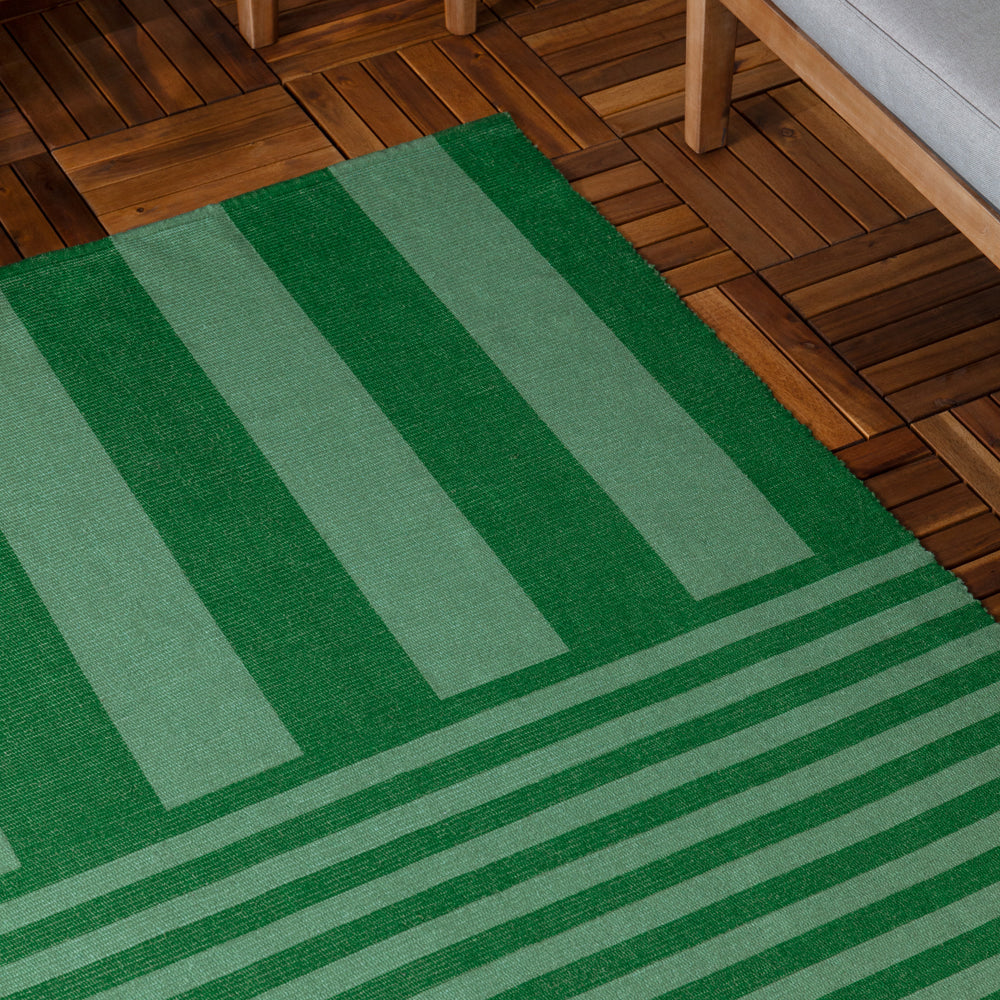Deck Stripe Printed Indoor/Outdoor Rug Green