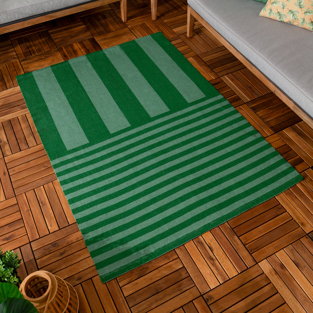 Deck Stripe Printed Indoor/Outdoor Rug Green
