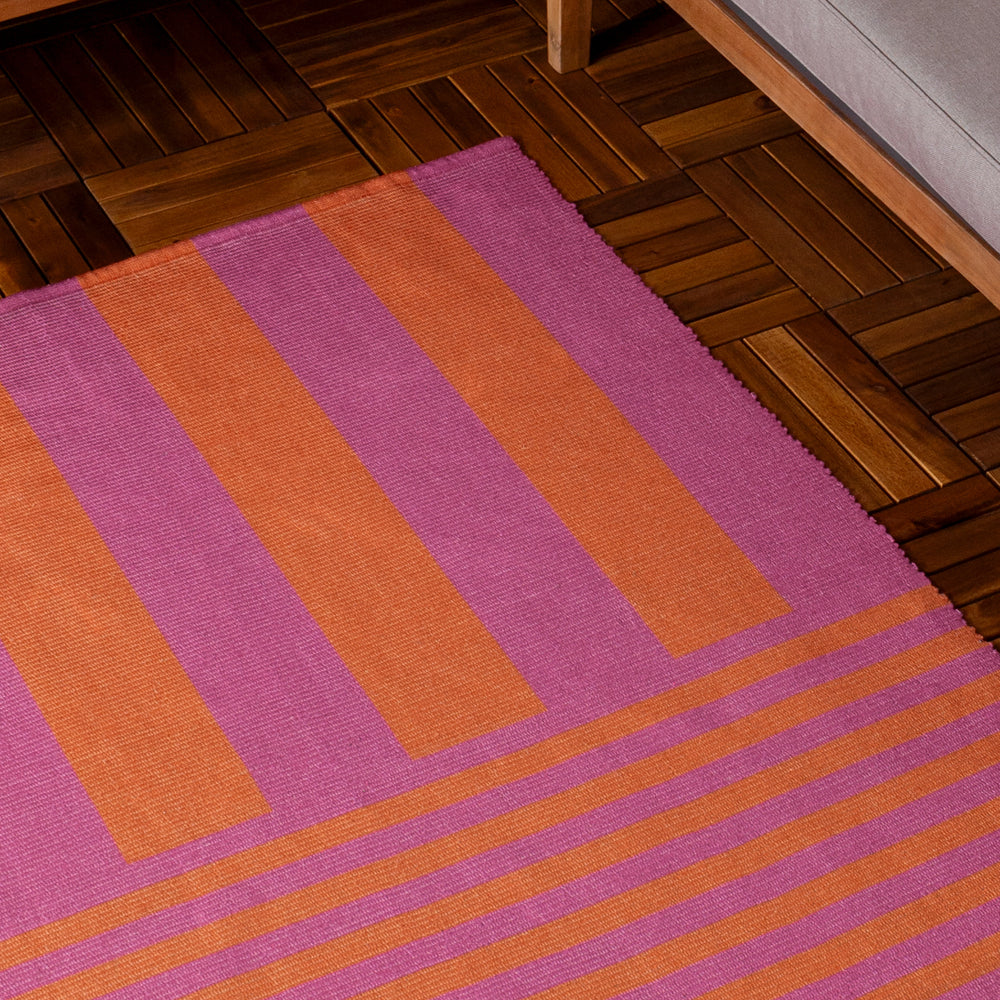 Deck Stripe Printed Indoor/Outdoor Rug Orange/Pink