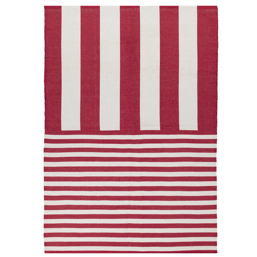 Striped White Rugs - Deck Stripe Printed Indoor/Outdoor Outdoor Rug White/Red furn.