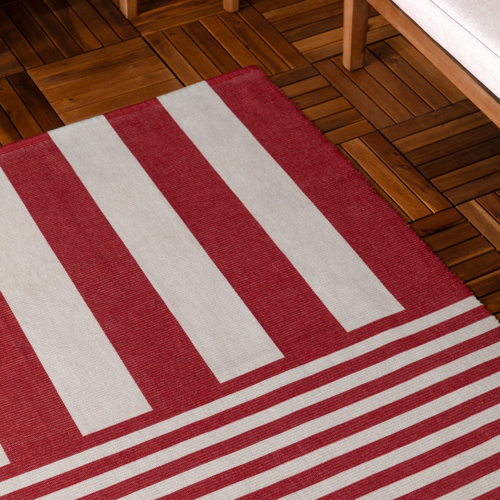 Deck Stripe Printed Indoor/Outdoor Rug White/Red