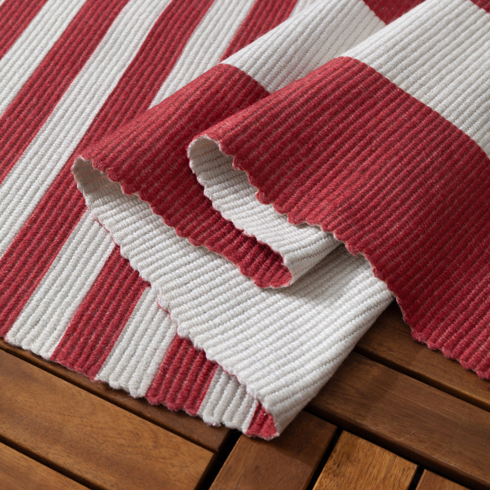 Deck Stripe Printed Indoor/Outdoor Rug White/Red