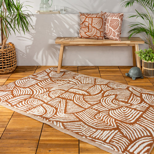 Abstract Red Rugs - Dunes 120x180cm Outdoor 100% Recycled Rug Brick furn.