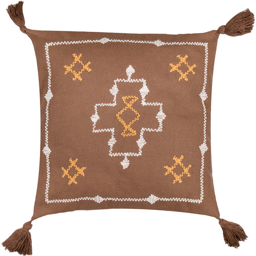 Geometric Brown Cushions - Durdle Embroidered Cushion Cover Cocoa Yard