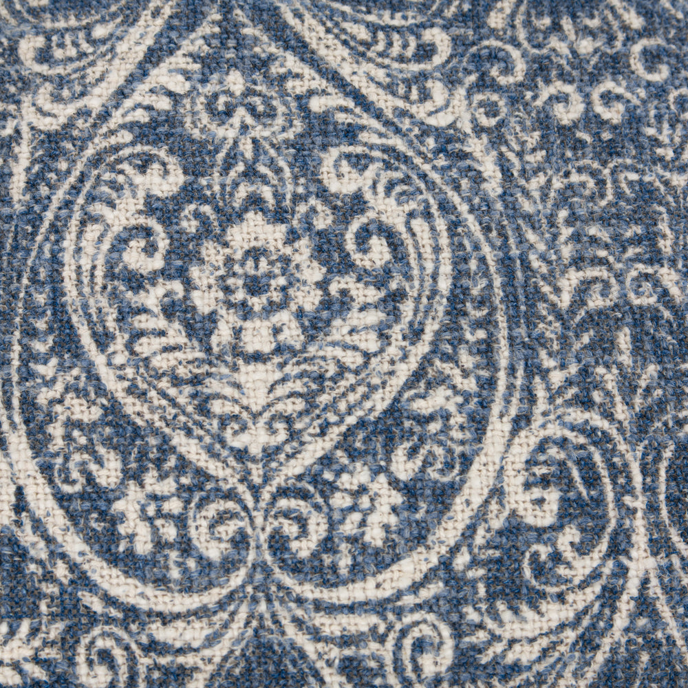 Durelle Damask Fringed Cushion Delph Blue