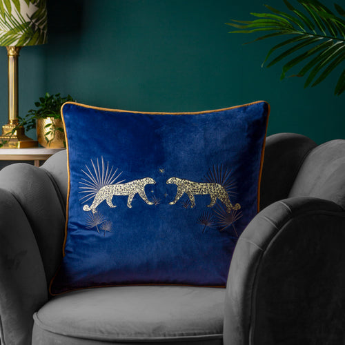 Animal Blue Cushions - Dusk Leopard Cushion Cover Navy Wylder