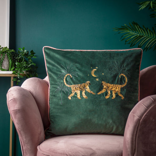 Wylder Dusk Monkey Cushion Cover in Emerald