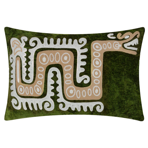 Animal Green Cushions - Dynasty Dragon Embroidered Chenille Cushion Cover Verdie Wylder