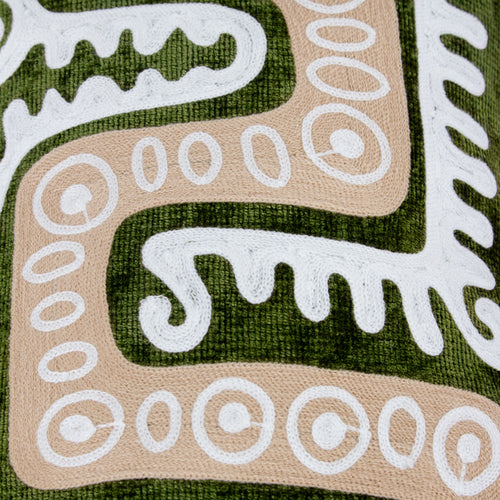 Animal Green Cushions - Dynasty Dragon Embroidered Chenille Cushion Cover Verdie Wylder