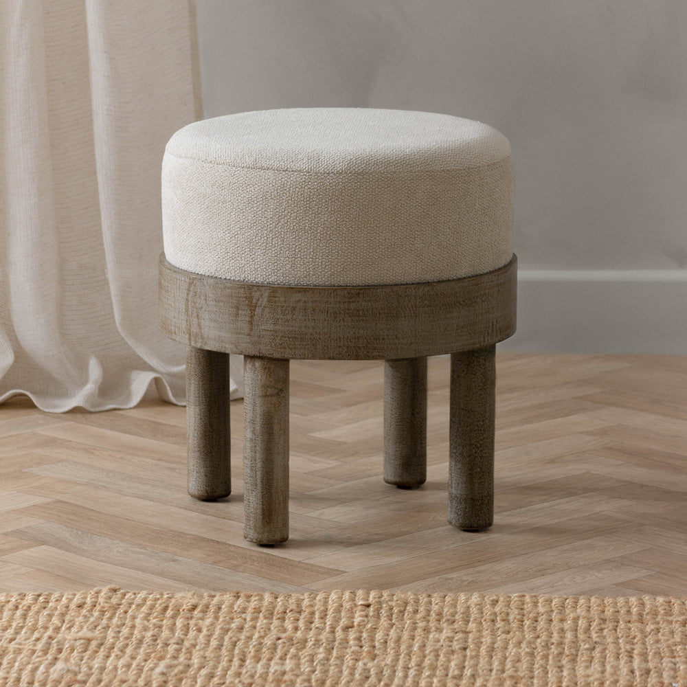 Ebbett Wooden Footstool Ecru