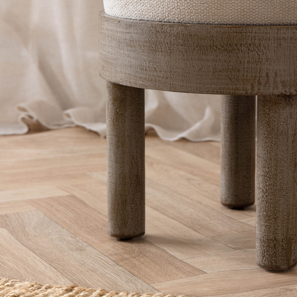 Ebbett Wooden Footstool Ecru
