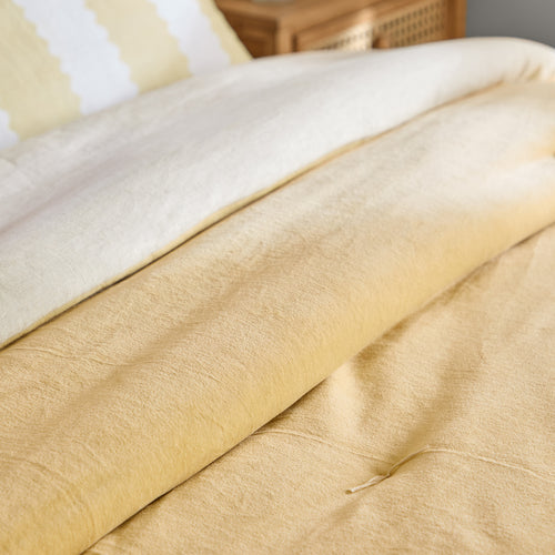 Edie 100% Cotton Velvet Bedspread Butter Yellow
