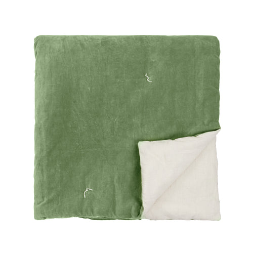 Edie 100% Cotton Velvet Bedspread Green