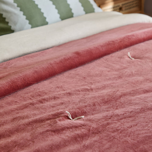 Edie 100% Cotton Velvet Bedspread Rose